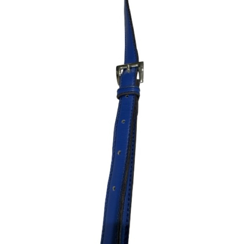 Tignanello Leather Crossbody Bag Blue Adjustable Strap Colorful Striped Lining - Picture 6 of 15